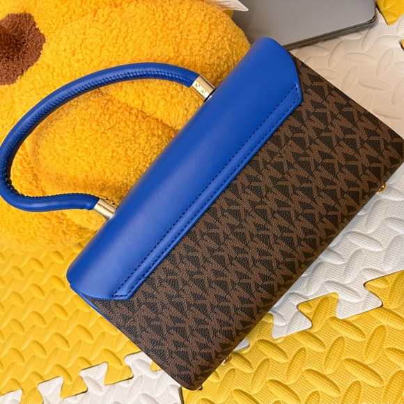 MK Royal Blue and Brown Satchel - Picture 4 of 9